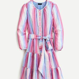 J. Crew Belted button-up dress in pastel stripe